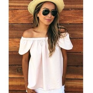 Sincerly Jules Tops - < Sincerely Jules> shoulder off light pink top Sincerly Jules Tops - < Sincerely Jules> shoulder off light pink top